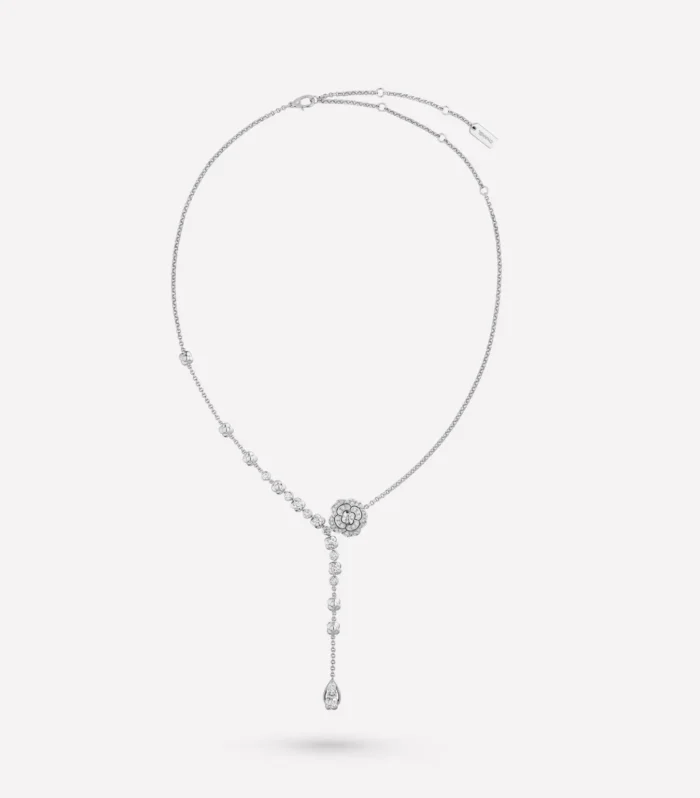 BOUTON DE CAMELIA SILVER DIAMOND NECKLACE