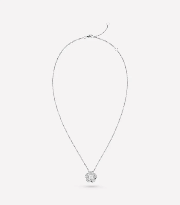 BOUTON DE CAMELIA NECKLACE SILVER DIAMOND