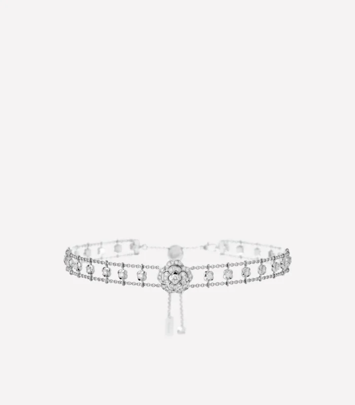 BOUTON CAMELIA NECKLACE SILVER DIAMOND