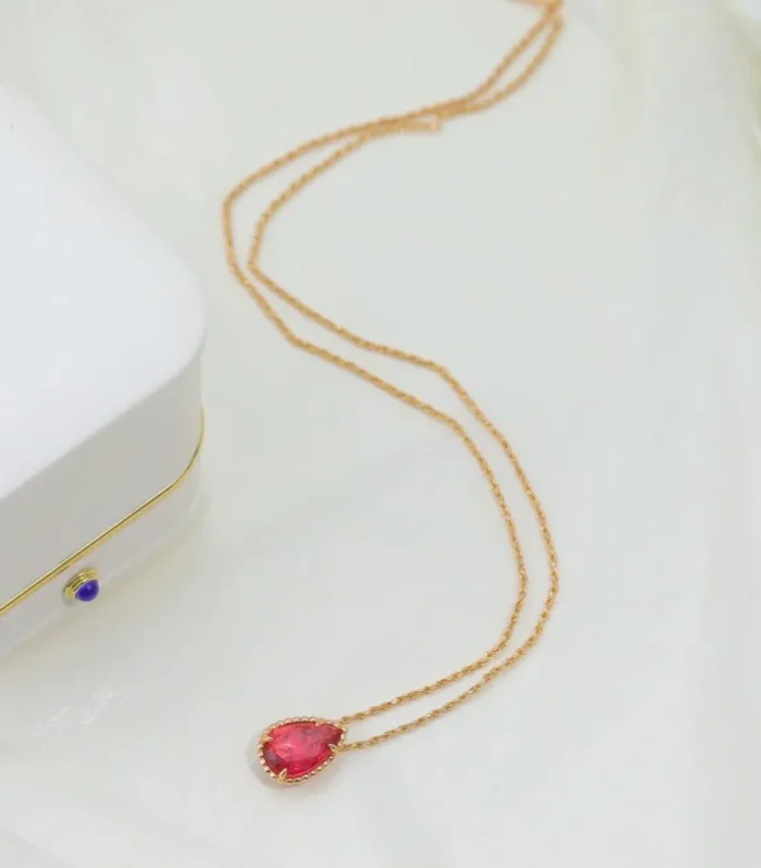 BOHEME CARNELIAN PINK GOLD NECKLACE