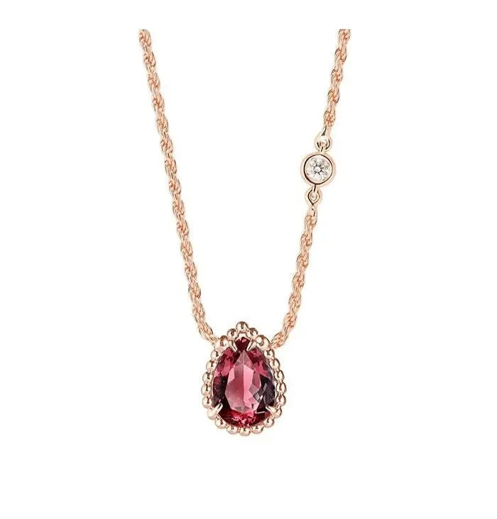 BOHEME CARNELIAN PINK GOLD DIAMOND NECKLACE