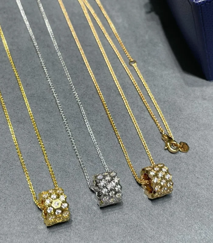 BEE LOVE DIAMOND PAVED 3 ROW NECKLACE