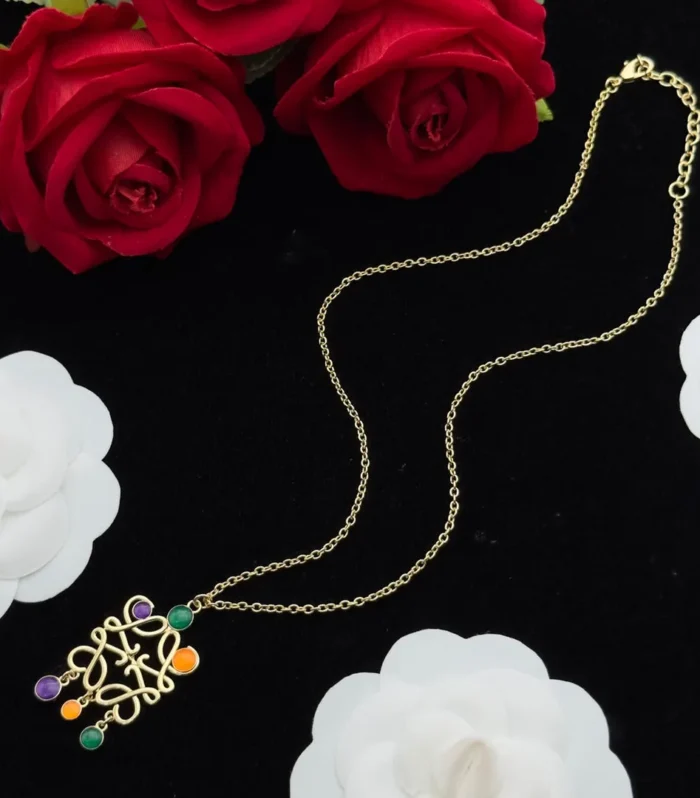 ANAGRAM MULTICOLOR GOLD PENDANT NECKLACE