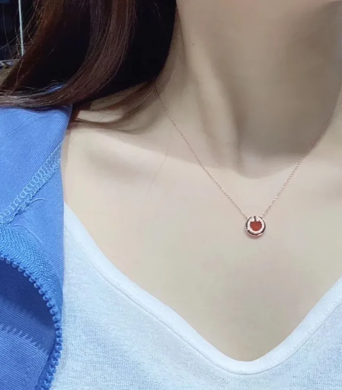 Circle Double T Chalcedony Necklace