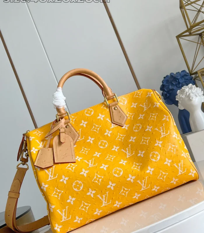 Louis Vuitton Speedy P9 40 Ostrich Print Calfskin Leather