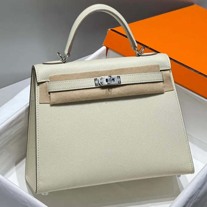 Hermes kelly Milkshake White Silver